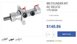 Gm 18013429 Cylinder Asm, Brake Master Acdelco 174-0634. Fixed Price $89.95.